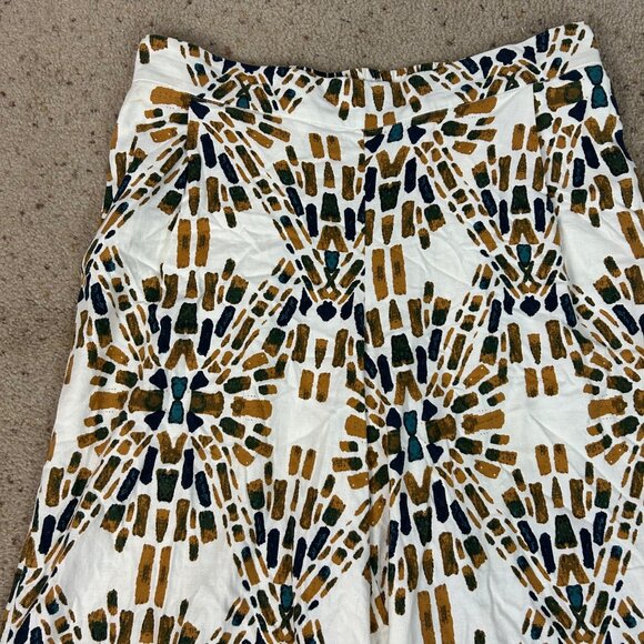 Free People Wide Leg Pants in Black, Brown, and White Boho Geometric Batik - Picture 2 of 4